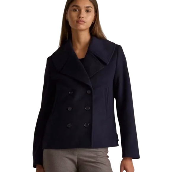New! NWOT Quince Women's Italian Wool Short Navy Peacoat Sz XL - Picture 1 of 3